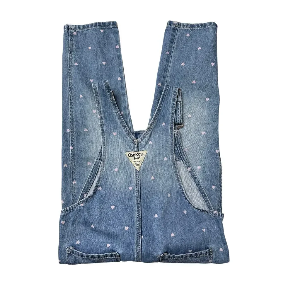 OshKosh B’gosh Pink Heart Denim Overalls 4T Toddler Girl